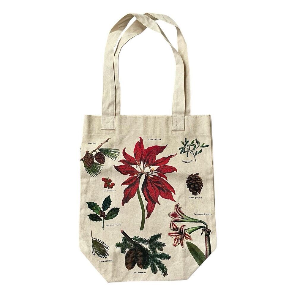 Cavallini & Co Tote Bag Christmas Botanical Print Vintage Style Canvas …